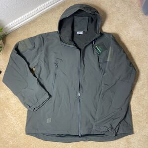 Men’s Hooded Tactical Jacket Soft Shell Full Zip Gray Size 4XL NEW